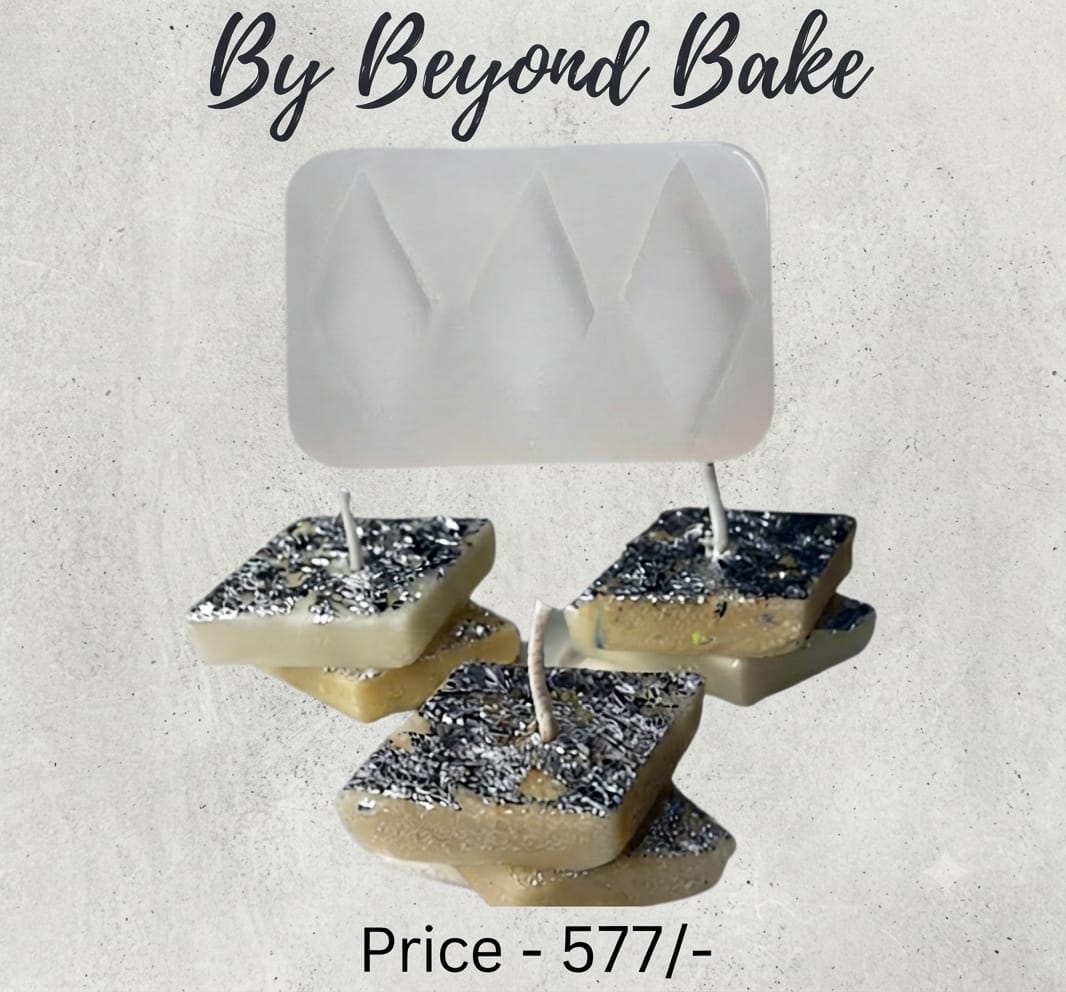 Beyond Bake 3-Cavity Festive Kaju Katli Sweet Silicone Candle Mould
