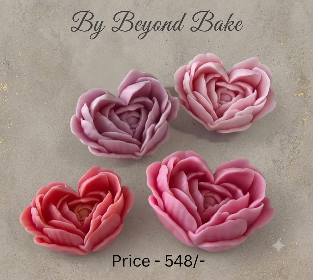 Beyond Bake 3D Blooming Heart Rose Flower Silicone Candle Mould