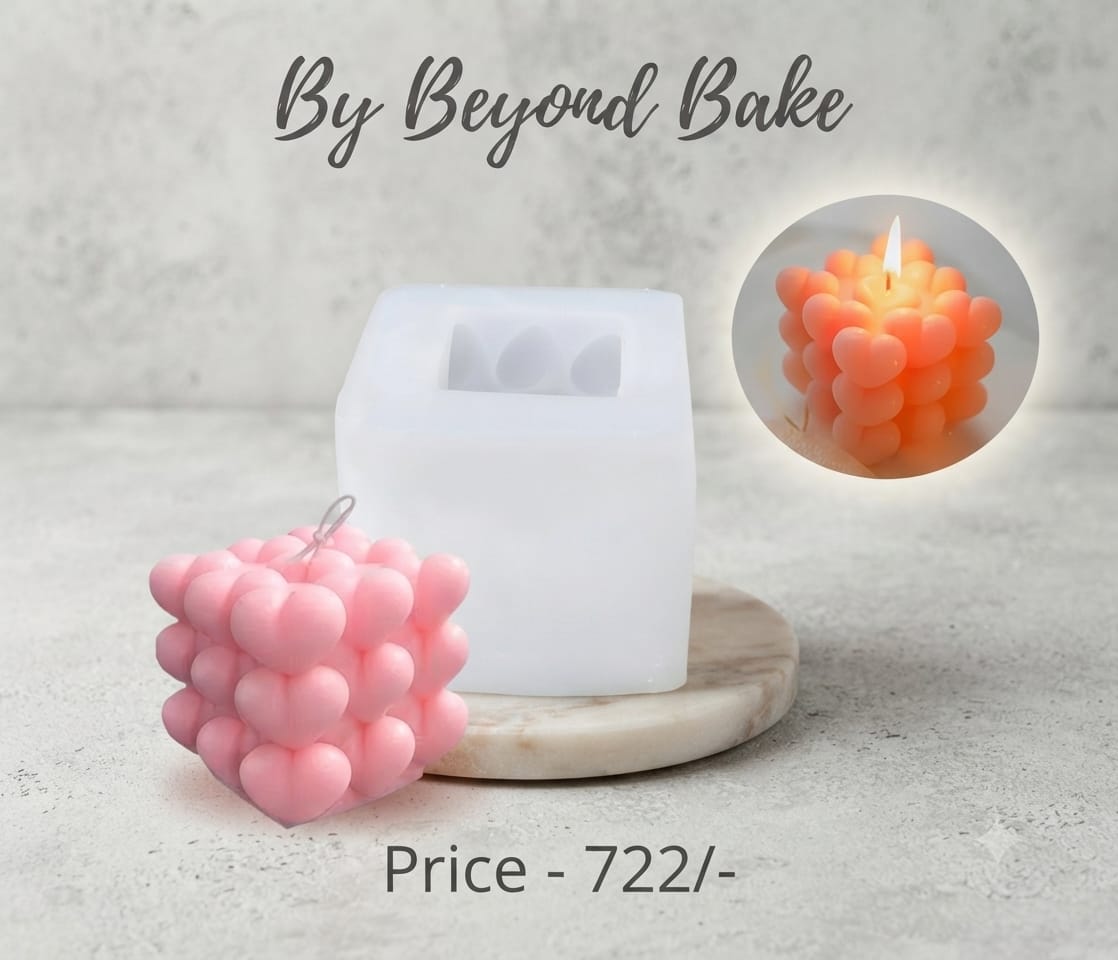 Beyond Bake 3D Heart Bubble Cube Silicone Pillar Candle Mould