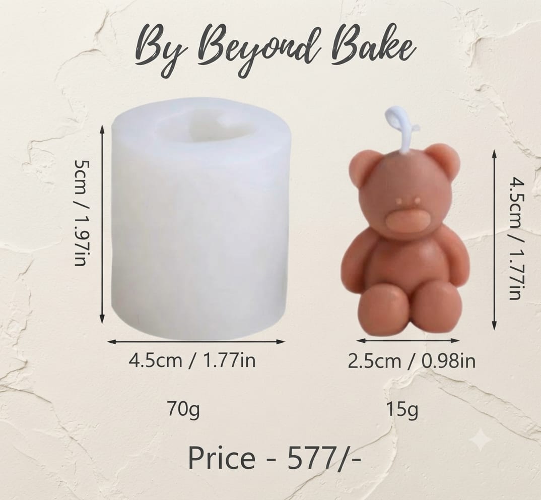 Beyond Bake 3D Mini Teddy Bear Silicone Candle Mould (4.5 cm  1.77 in)