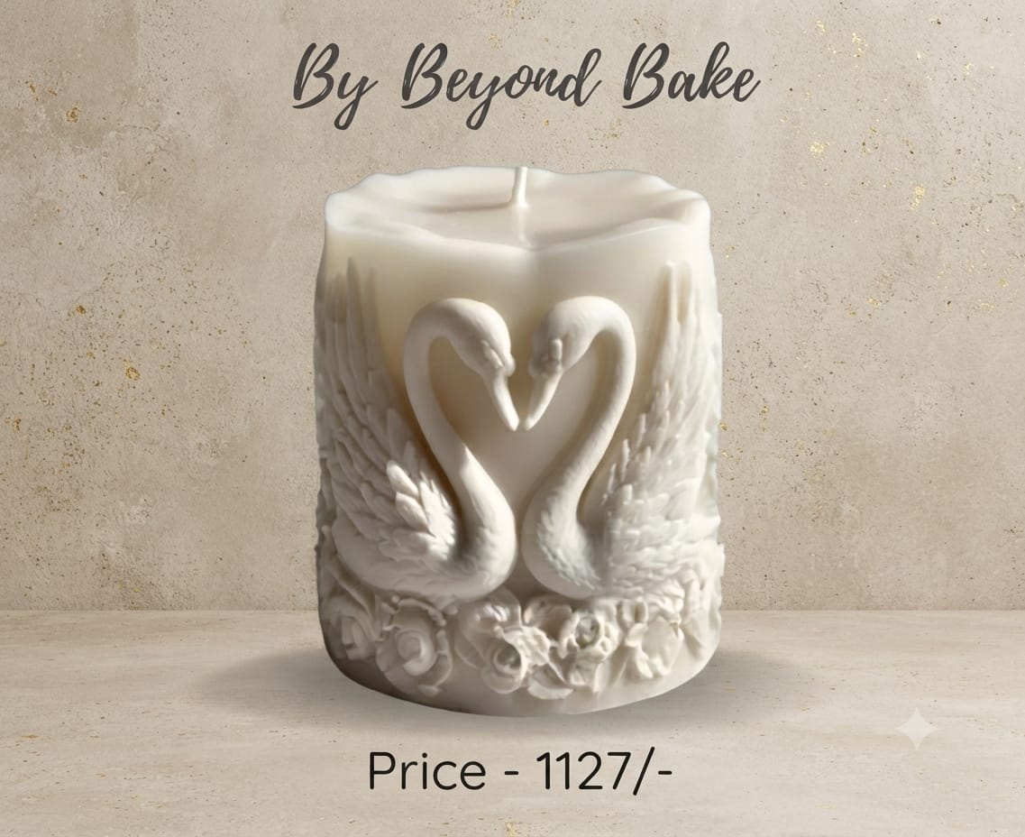 Beyond Bake 3D Twin Swans Heart Relief Cylinder Pillar Candle Silicone Mould