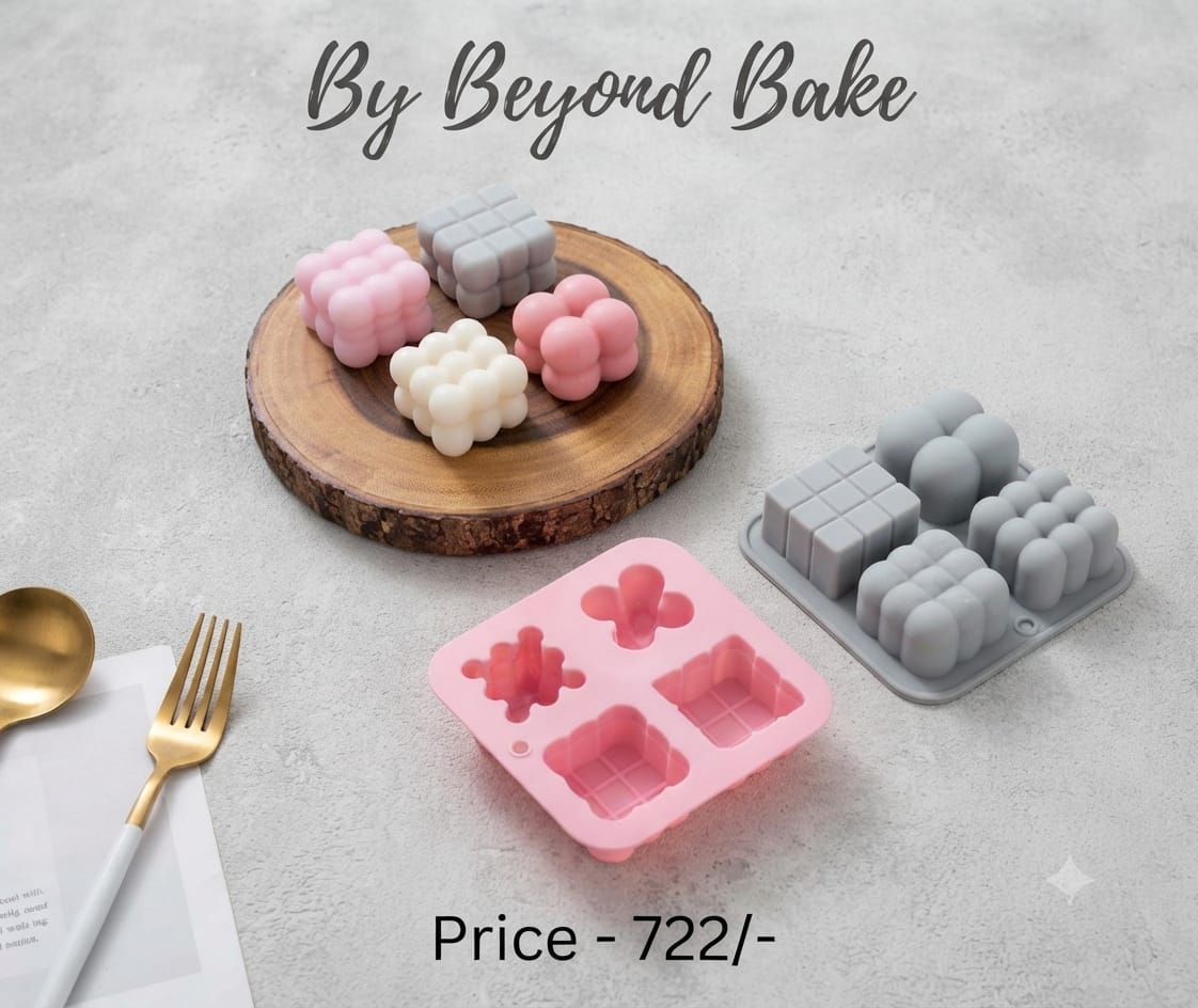 Beyond Bake 4-Cavity Assorted Geometric Mini Bubble & Cube Silicone Candle Mould