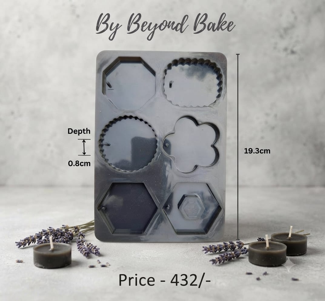 Beyond Bake 6-Cavity Assorted Geometric & Scalloped Wax Tablet Silicone Mould (with Hanging Hole)