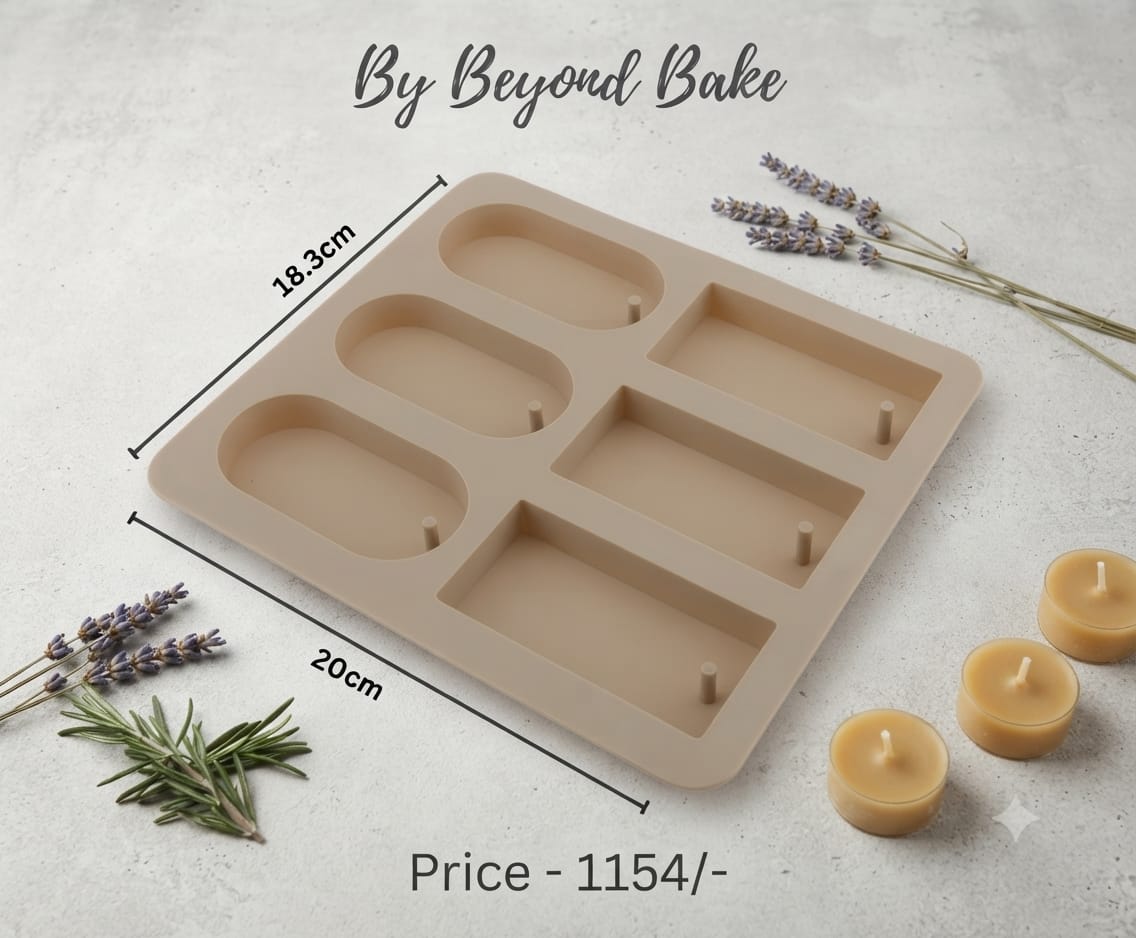 Beyond Bake 6-Cavity Botanical Wax Tablet Silicone Mould (Oval & Rectangle with Hanging Hole)