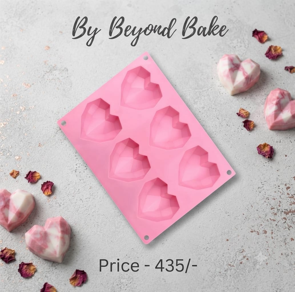 Beyond Bake 6-Cavity Geometric Diamond Heart Silicone Mould