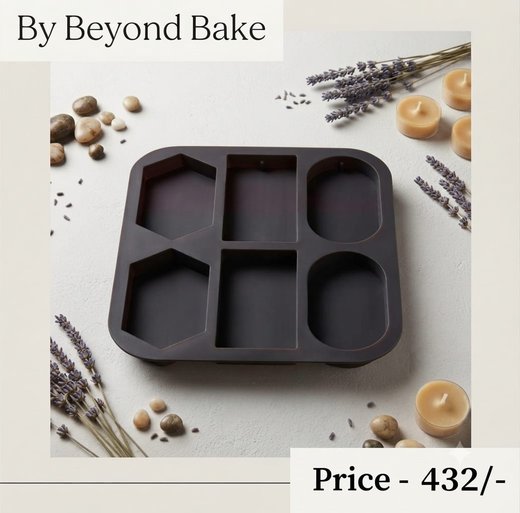 Beyond Bake 6-Cavity Geometric Wax Tablet Silicone Mould (Hexagon, Square & Oval with Hanging Hole)