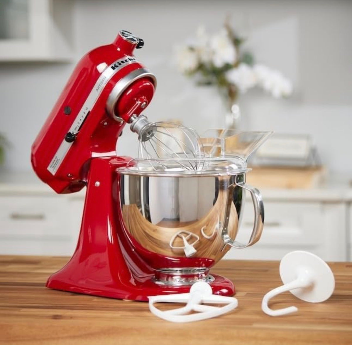 KitchenAid Artisan Series 4.8L Tilt-Head Stand Mixer (300W, Candy Apple - 5KSM150PSDCA)
