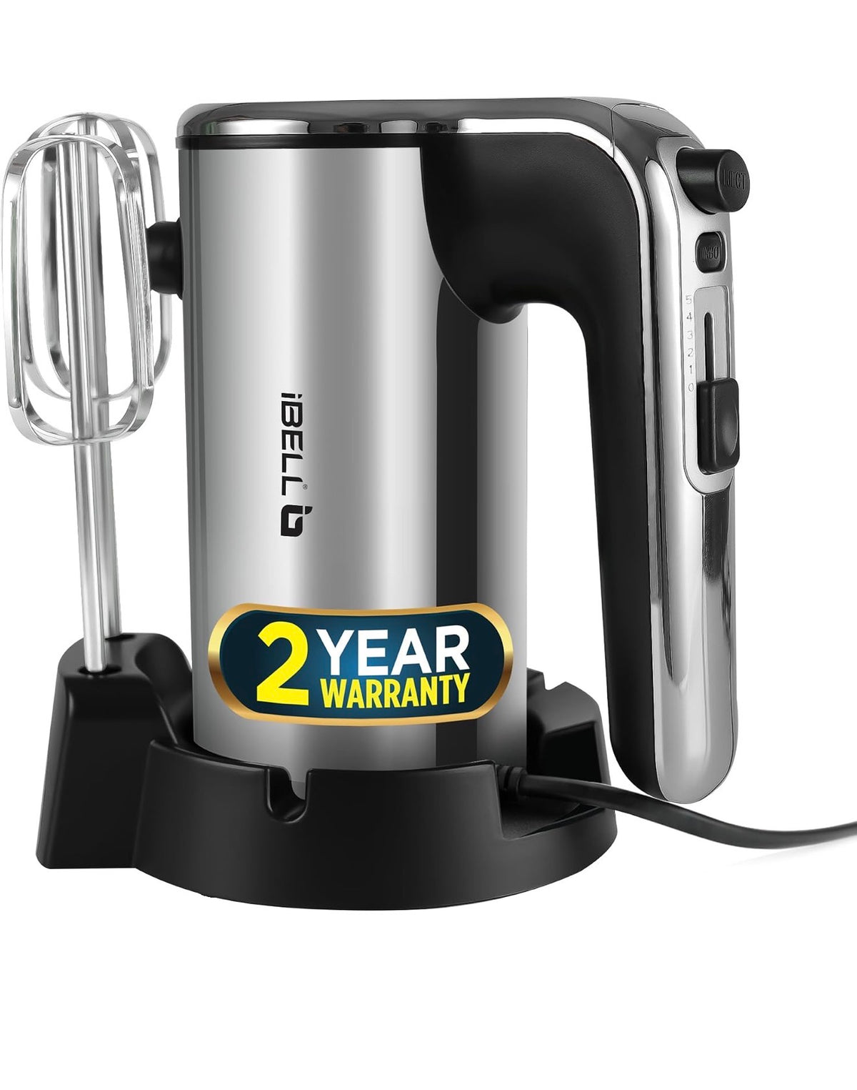 iBELL WHISK400 Electric Hand Mixer with 5 Speeds & Turbo Mode (400W, Silver)