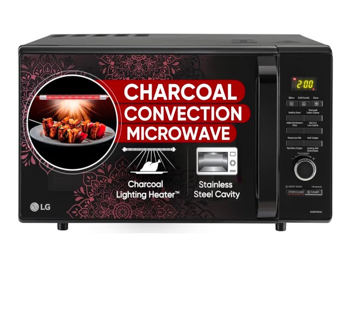 LG 28L Charcoal Convection Microwave Oven with 360° Motorised Rotisserie (Black Regal Pattern - MJ2887BIUM)