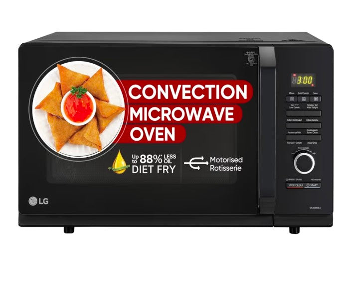 LG 32L Convection Microwave Oven with Diet Fry™ & Motorized Rotisserie (Brushed Black - MC3286BLU)