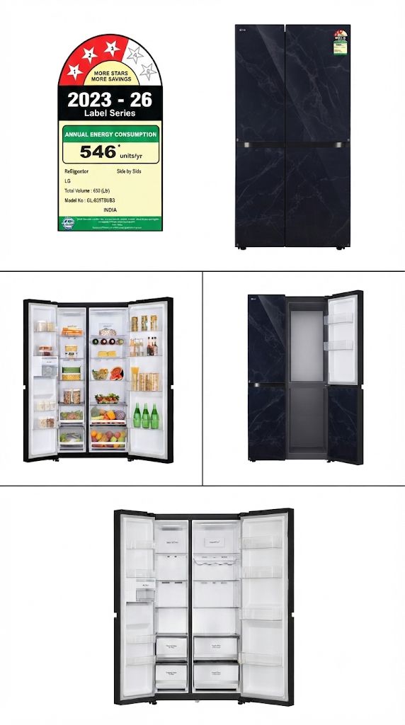 LG 650L Side-by-Side Refrigerator with Wi-Fi Convertible & Smart Inverter Compressor (Ultra Glam Black, 3 Star)