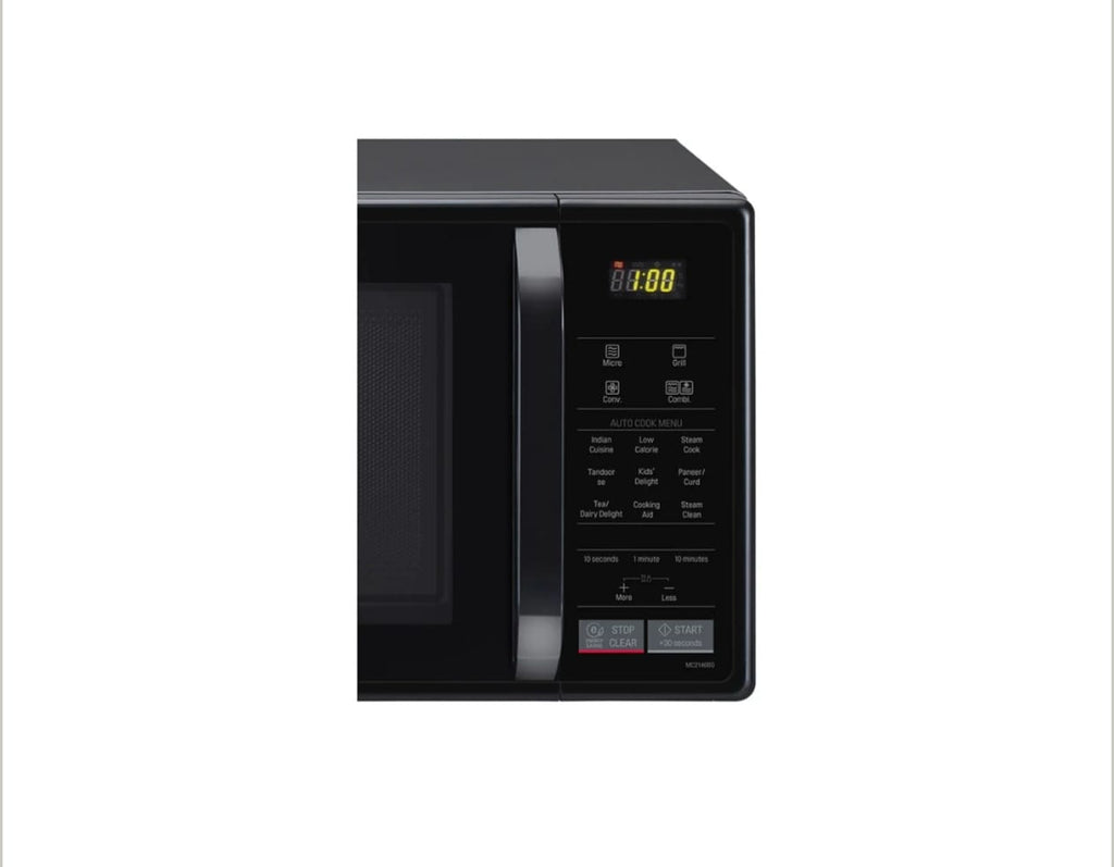 LG 21L All-In-One Convection Microwave Oven with Quartz Heater & Auto Cook Menus (Glossy Black - MC2146BG)