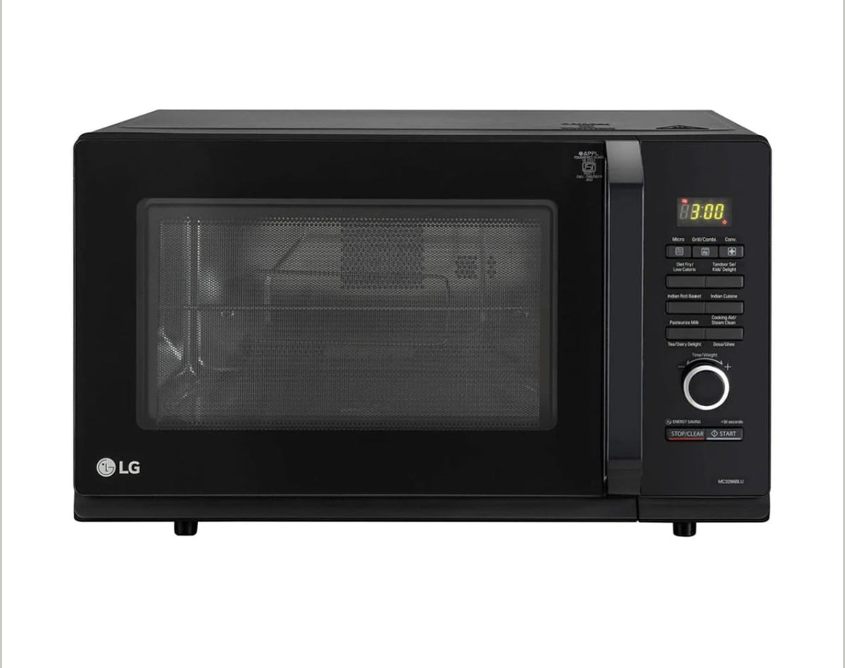 LG 28L All-In-One Convection Microwave Oven with Quartz Heater & 251 Auto Cook Menus (Glossy Black - MC2846BG)
