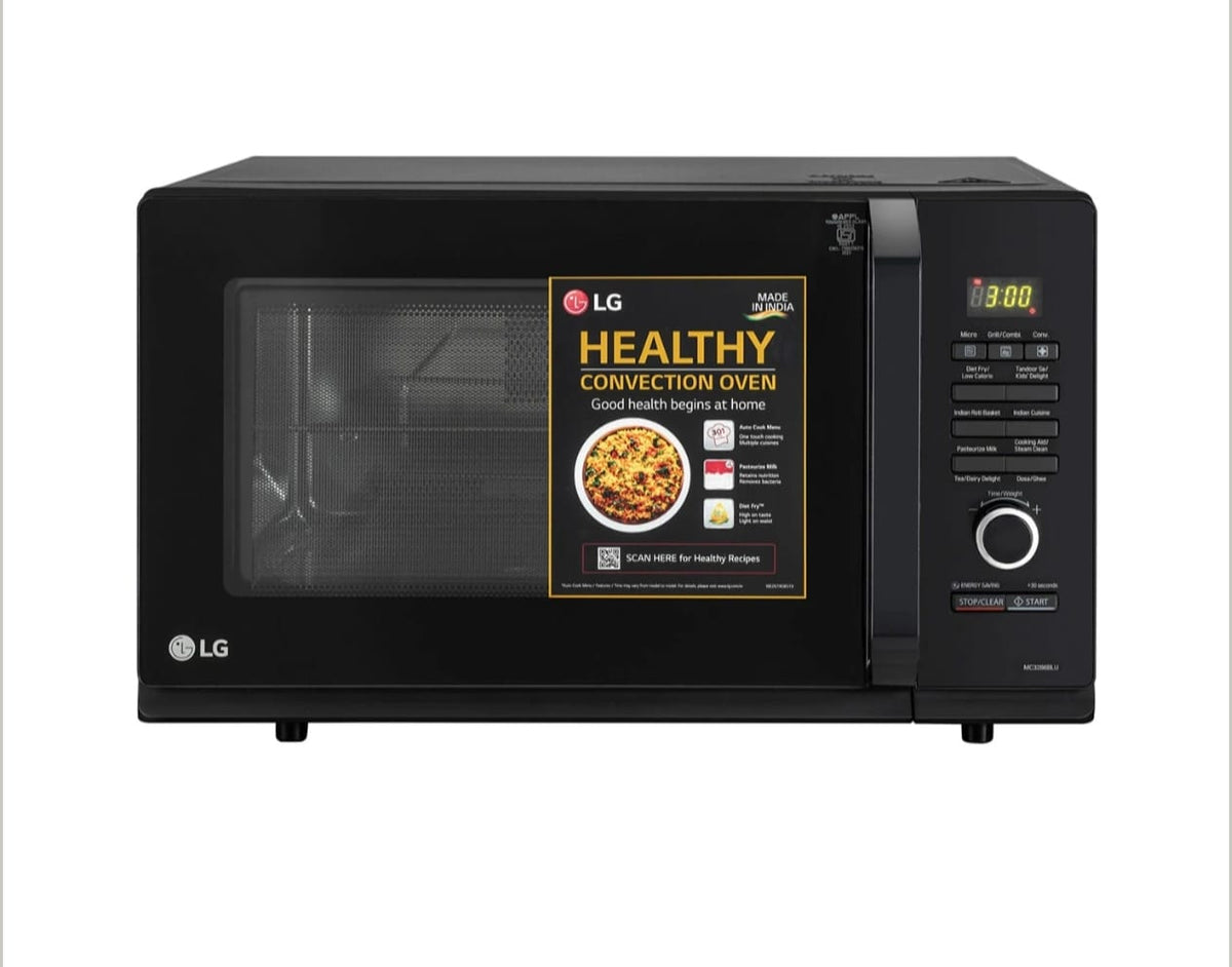 LG 28L All-In-One Convection Microwave Oven with Quartz Heater & 251 Auto Cook Menus (Glossy Black - MC2846BG)