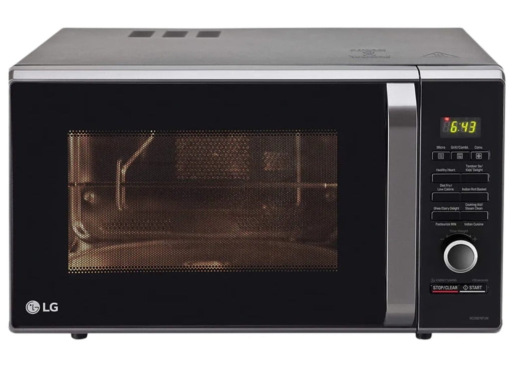LG 28L Convection Microwave Oven with 360° Motorised Rotisserie & Diet Fry™ (Black Floral Pattern - MC2887BFUM)