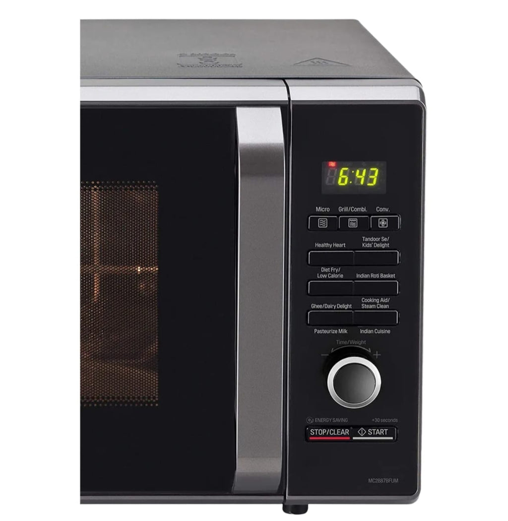 LG 28L Convection Microwave Oven with 360° Motorised Rotisserie & Diet Fry™ (Black Floral Pattern - MC2887BFUM)