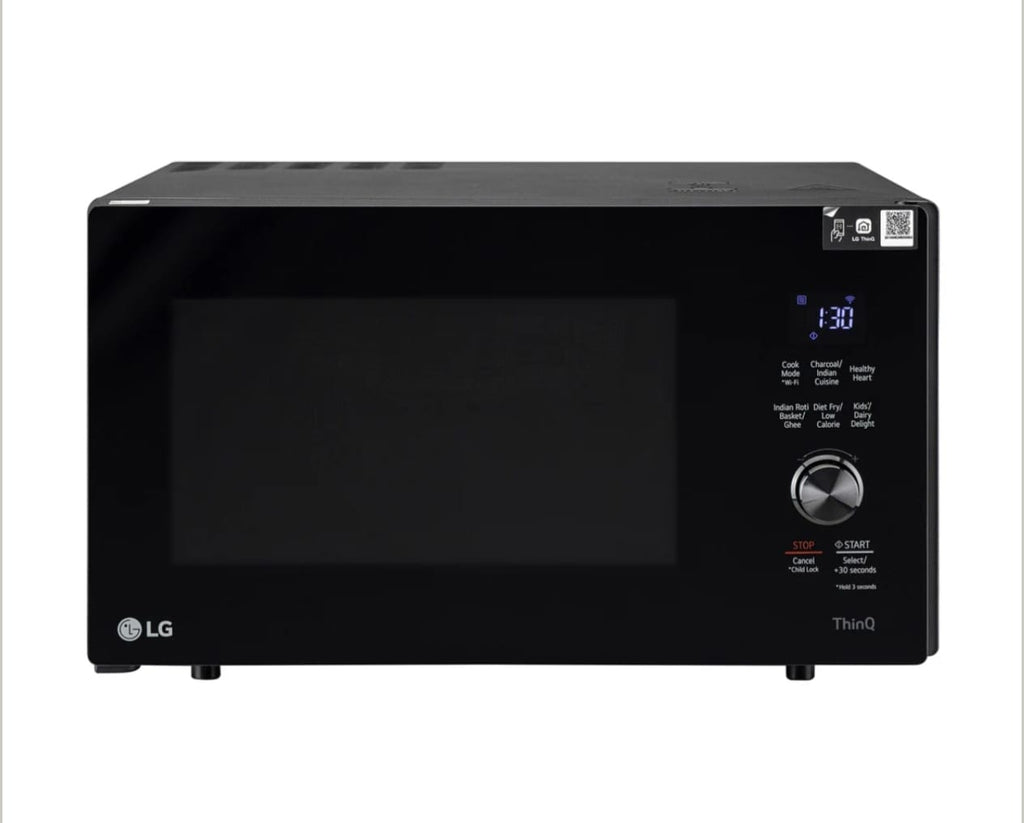 LG 28L Charcoal Convection Microwave Oven with Wi-Fi & 360° Motorised Rotisserie (Floral Black - MJEN286UFW)