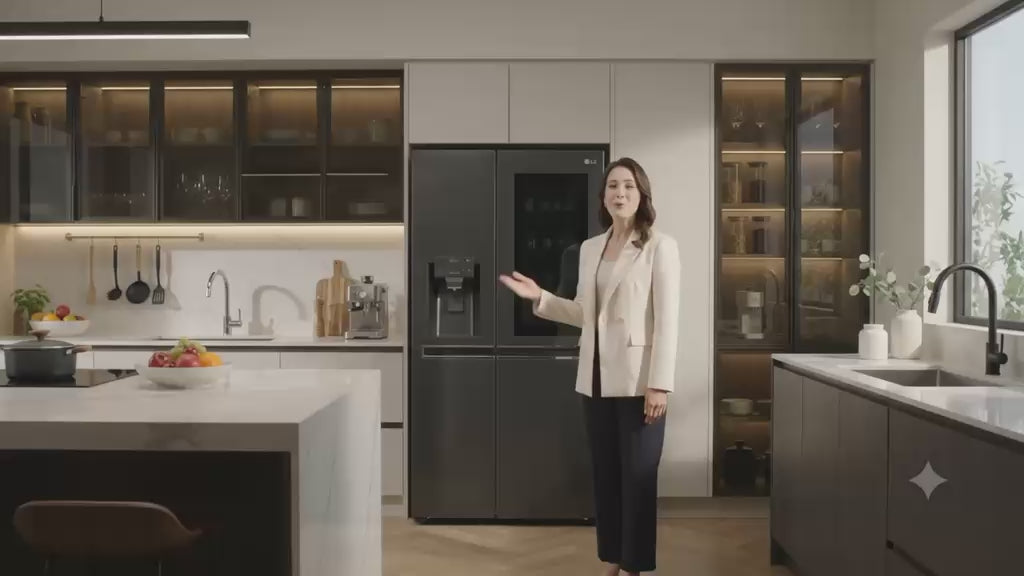 LG 630L Side-by-Side Refrigerator with InstaView & Wi-Fi Convertible (Matte Black Finish, 3 Star)